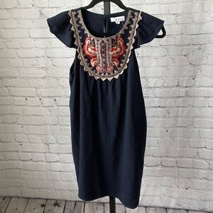 THML Embroidered Round Bib Dress Size XS